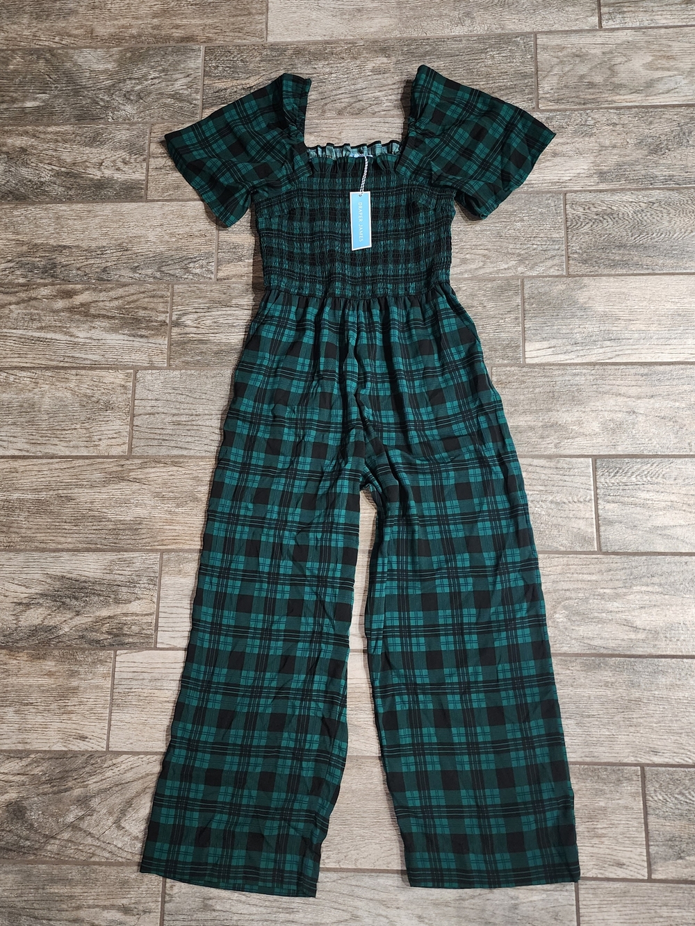 Draper James Maren Green Plaid Jumpsuit New Size S